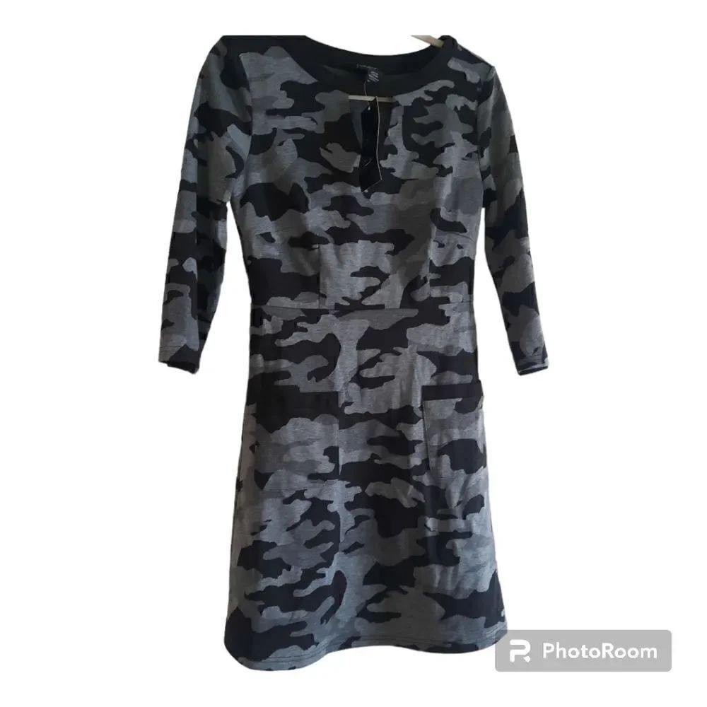 PAPILLON CLOTHING CAMO S/S Camo Dress w Keyhole Neck &Pockets